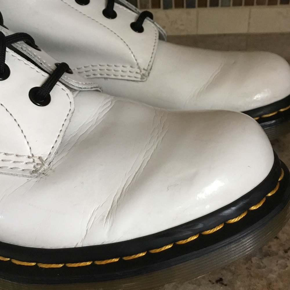 Dr. Martens 1460 White Patent Leather Combat Boots AS IS - Picture 3 of 16